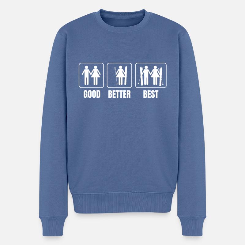 Skifahren Skiurlaub Skigebiet lustig Ski Geschenk - Männer Premium Bio Pullover - Taubenblau