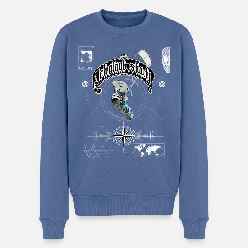 I think it's hacking kiters - Men's Premium Organic Jumper - stone blue