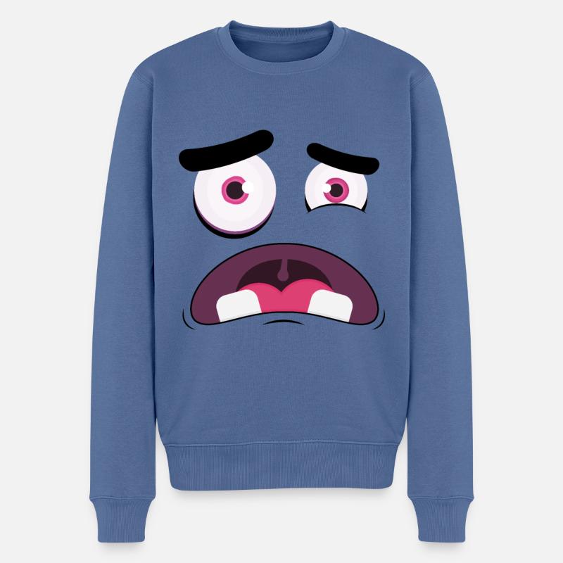 Visage de monstre - Pull Premium bio Homme - bleu pigeon