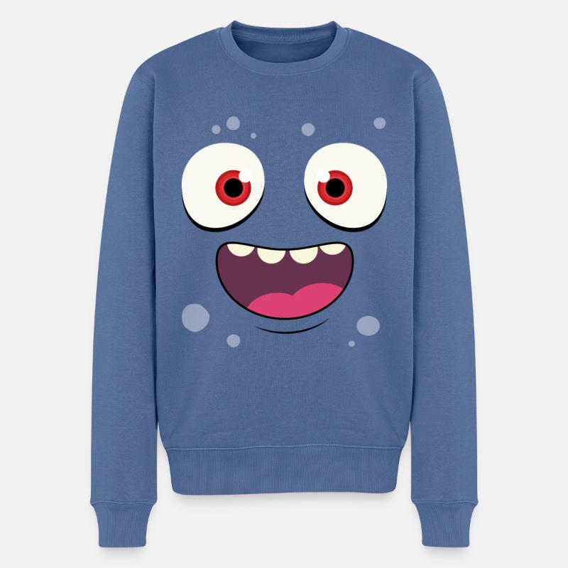 Visage de monstre - Pull Premium bio Homme - bleu pigeon