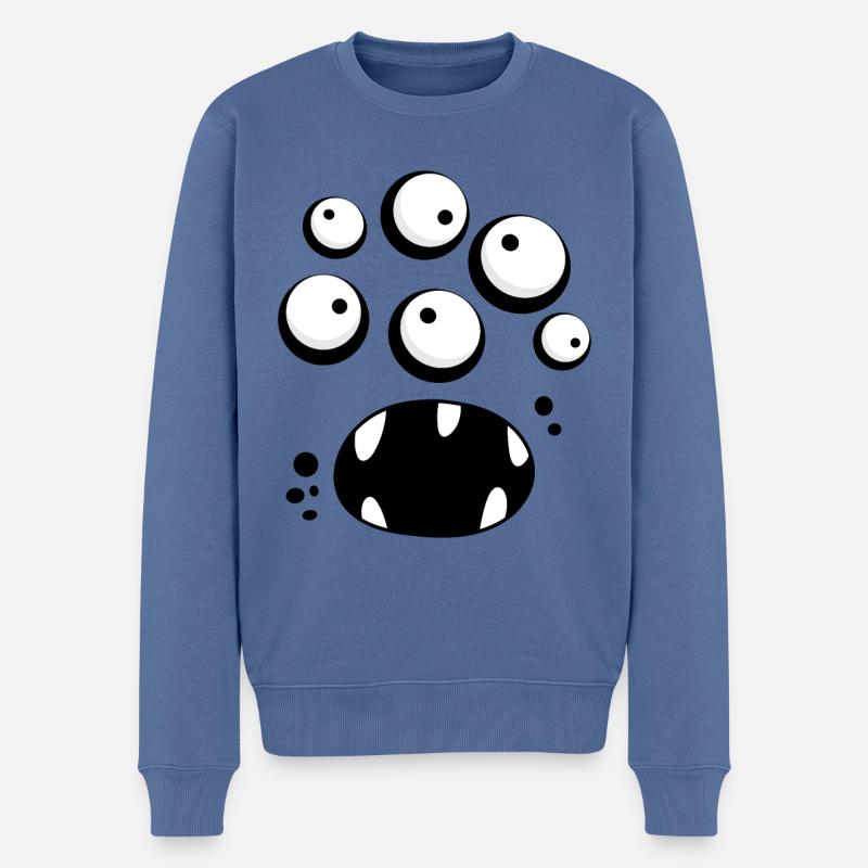 Visage de monstre - Pull Premium bio Homme - bleu pigeon