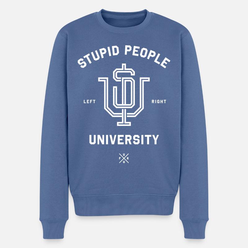 Stupide Gens Université / Blanc - Pull Premium bio Homme - bleu pigeon