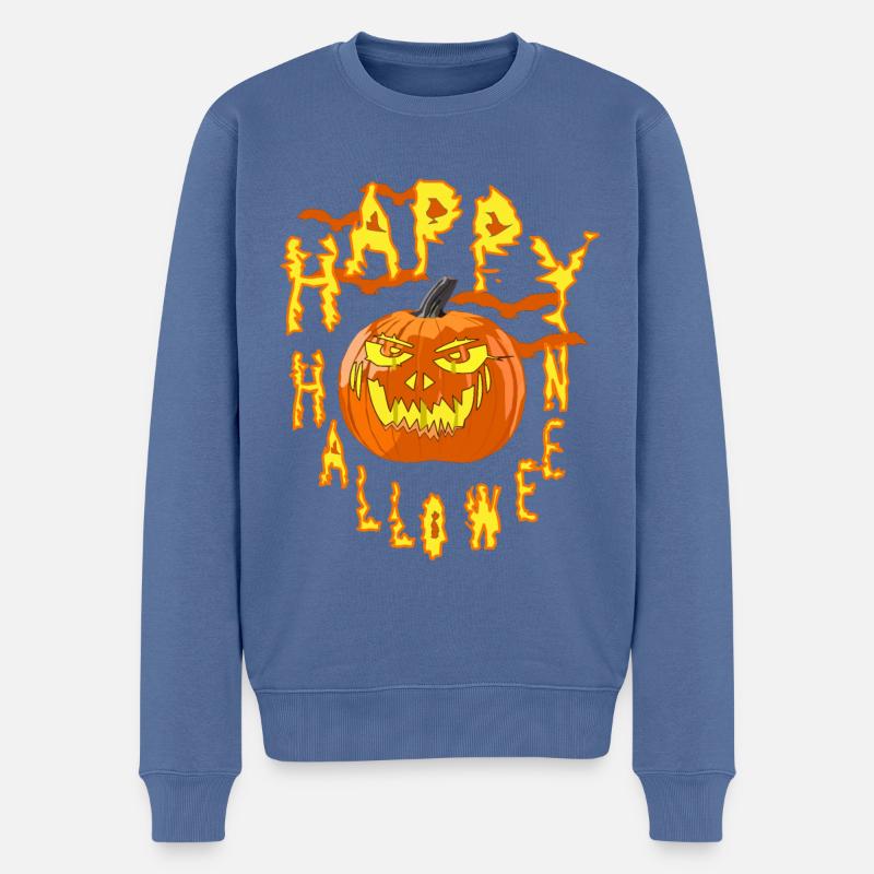 Joyeux Halloween avec Evil Pumpkin - Pull Premium bio Homme - bleu pigeon