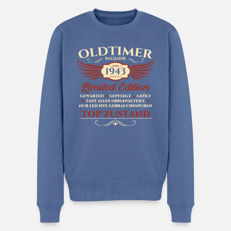 80. Geburtstag Mann Oldtimer April Jahrgang 1943 - Männer Premium Bio Pullover - Taubenblau