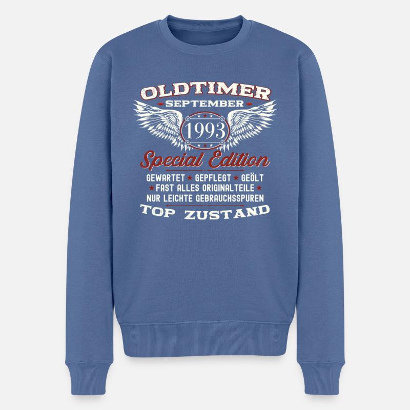 30. Geburtstag Oldtimer September Jahrgang 1993 - Männer Premium Bio Pullover - Taubenblau