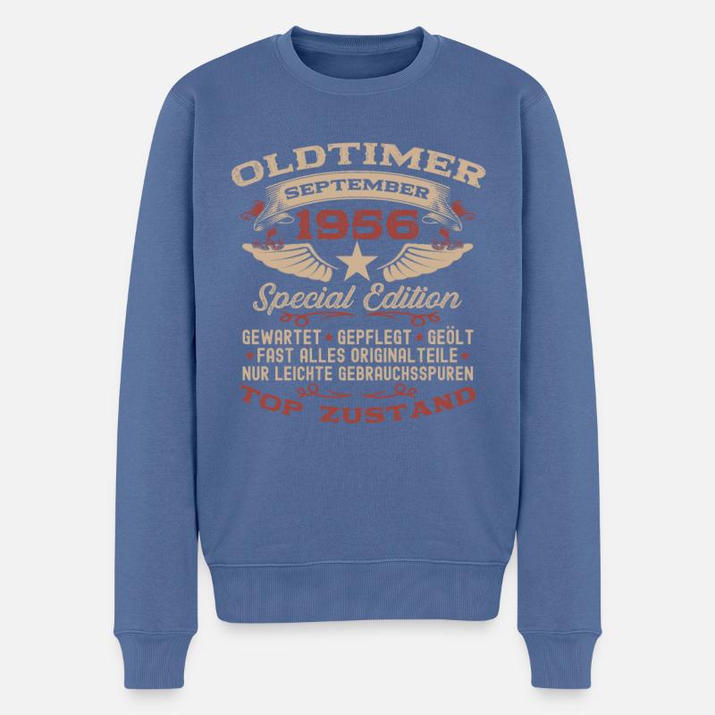 68ème Anniversaire Septembre Millésime 1956 - Pull Premium bio Homme - bleu pigeon