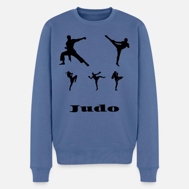 Judo - Pull Premium bio Homme - bleu pigeon
