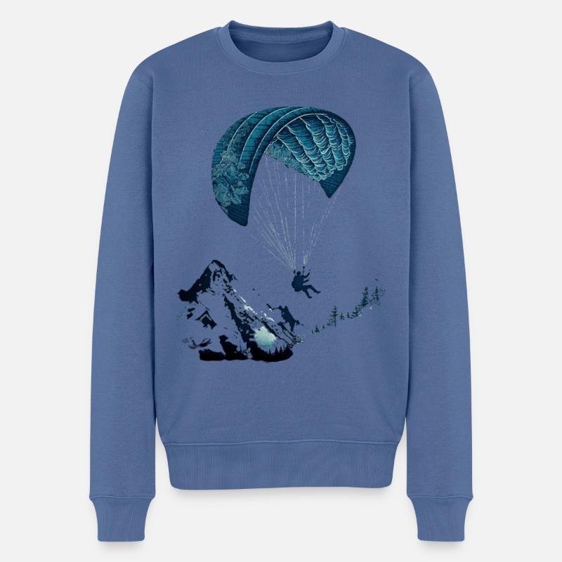 Action pur! Gleitschirmflieger in den Wolken - Männer Premium Bio Pullover - Taubenblau