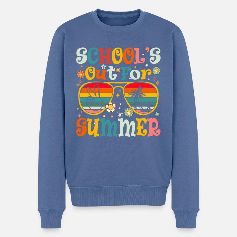 Retro School's Out For Summer, Letzter Schultag - Männer Premium Bio Pullover - Taubenblau