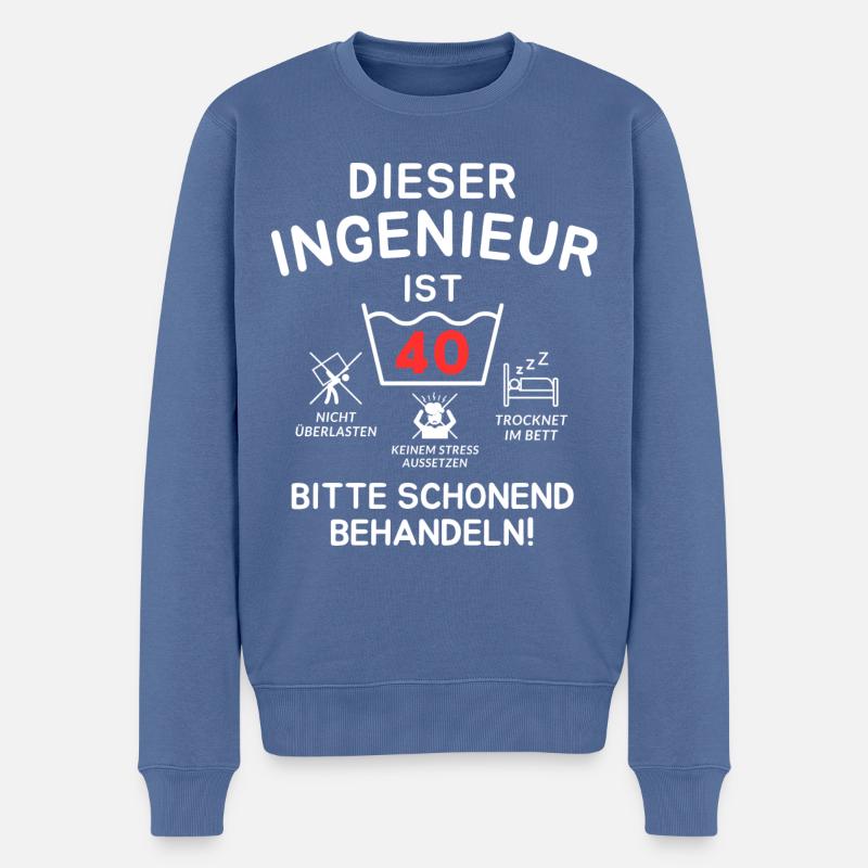 Dieser Ingenieur ist 40. Schonend behandeln! - Männer Premium Bio Pullover - Taubenblau