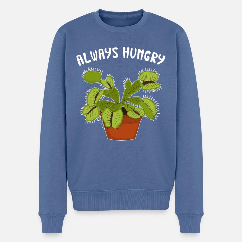 Immer hungrig Lustiger Venusfliegenfallen-Druck - Männer Premium Bio Pullover - Taubenblau