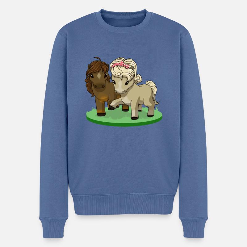 Pferdeliebe - Comic mit Pferdepaar - Männer Premium Bio Pullover - Taubenblau