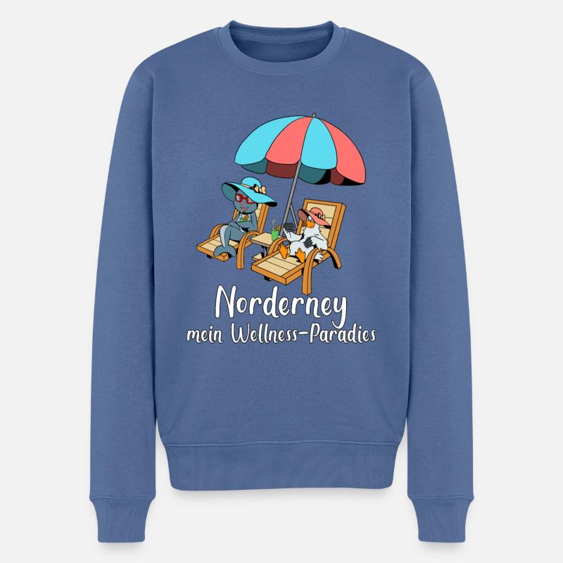 Wellness-Paradies Insel Norderney - Männer Premium Bio Pullover - Taubenblau