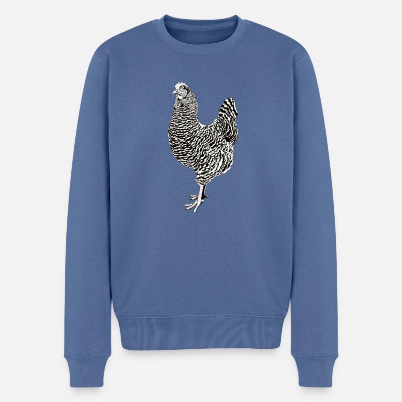 Schwarz-Weiß Zeichnung eines Amrock Huhn - Männer Premium Bio Pullover - Taubenblau
