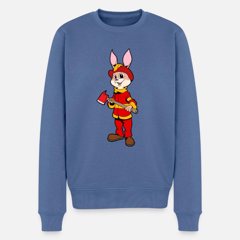 Lapin pompier - Pull Premium bio Homme - bleu pigeon