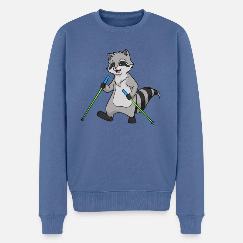 Nordic Walking Comic Waschbär - Männer Premium Bio Pullover - Taubenblau