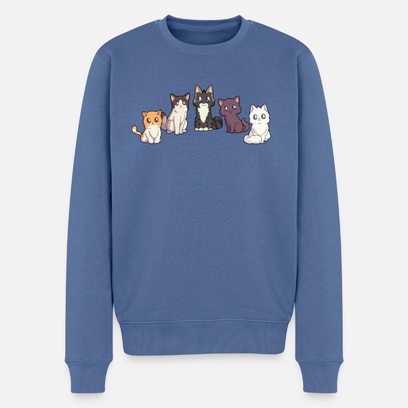 Cinq chatons mignons - Kawaii Cats - Pull Premium bio Homme - bleu pigeon