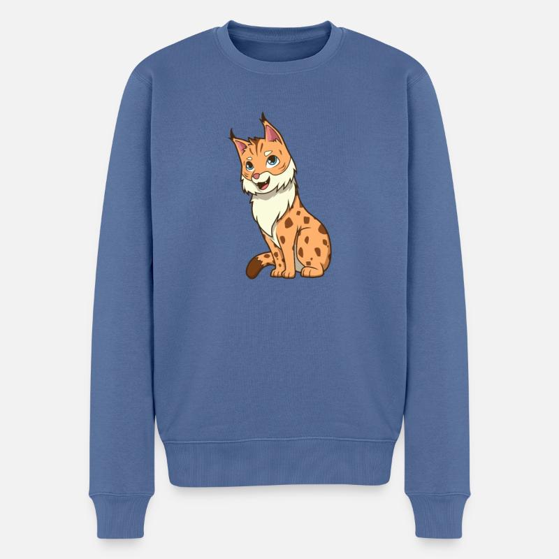 Kawaii Luchs - Männer Premium Bio Pullover - Taubenblau