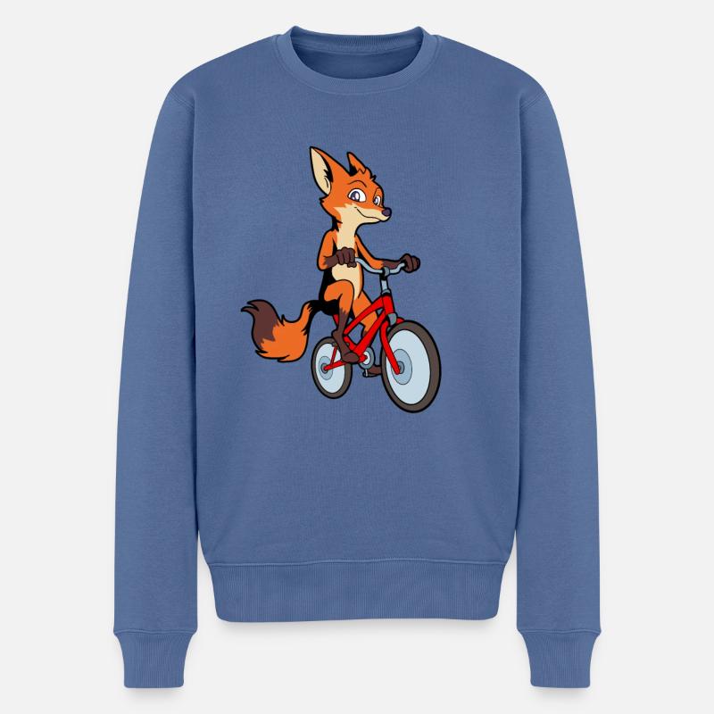 Comic Fuchs fait du vélo - Pull Premium bio Homme - bleu pigeon