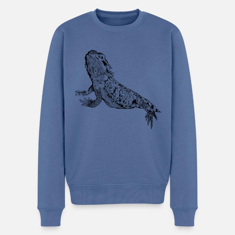 Dessin de trait - Dragon barbu - Pull Premium bio Homme - bleu pigeon
