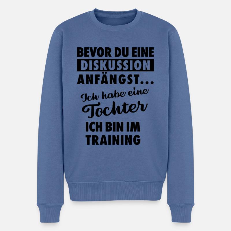 Ich habe eine Tochter - Vater und Tochter - Männer Premium Bio Pullover - Taubenblau