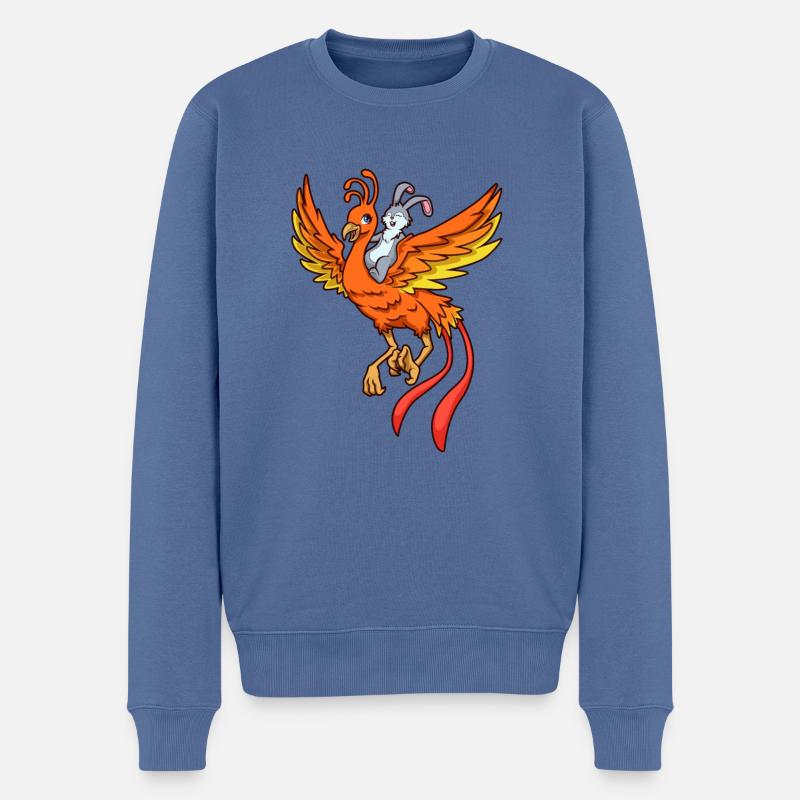Hase reitet auf Phoenix - Männer Premium Bio Pullover - Taubenblau