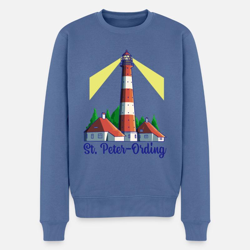 Leuchtturm - Nordseeheilbad St. Peter-Ording - Männer Premium Bio Pullover - Taubenblau