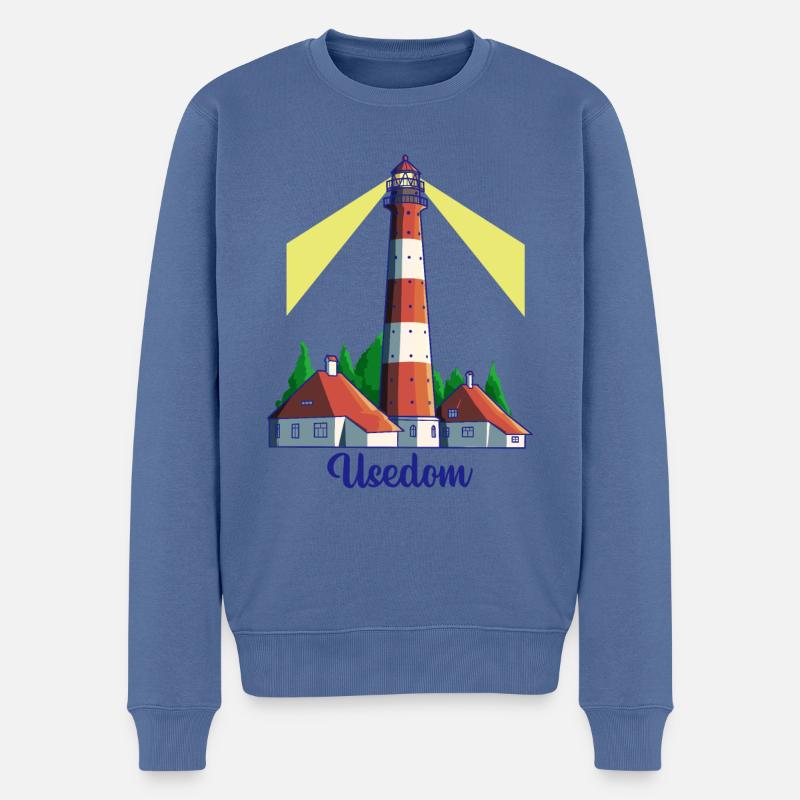 Leuchtturm - Insel Usedom - Männer Premium Bio Pullover - Taubenblau