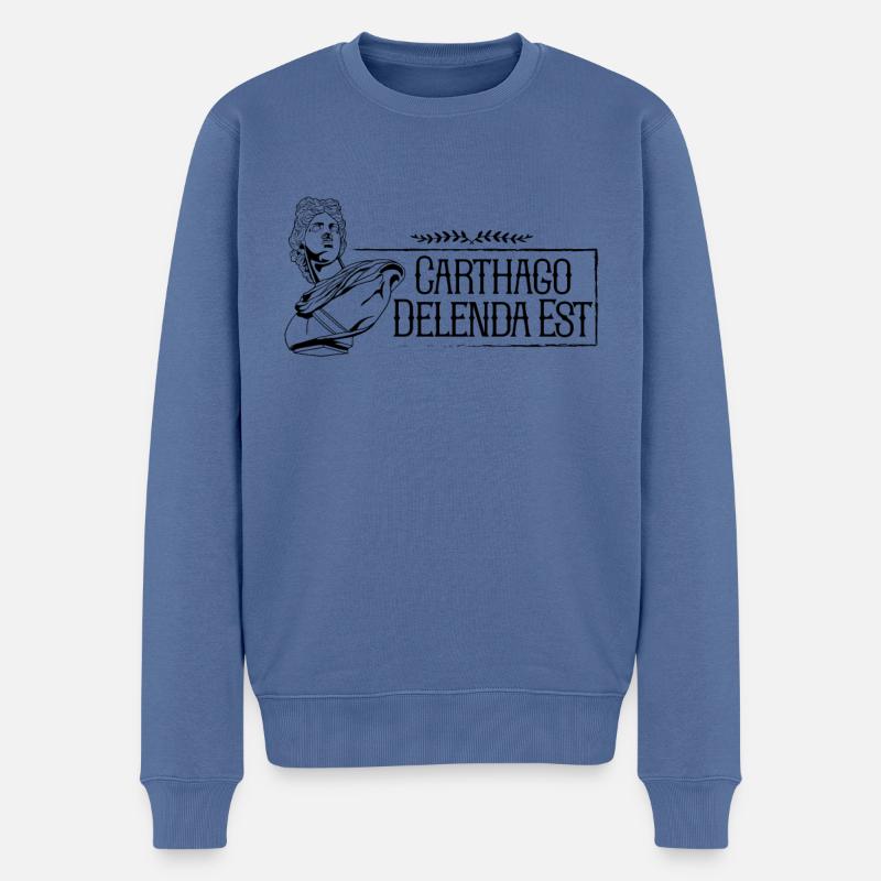 Lateinischer Spruch - Carthago delenda est - Männer Premium Bio Pullover - Taubenblau