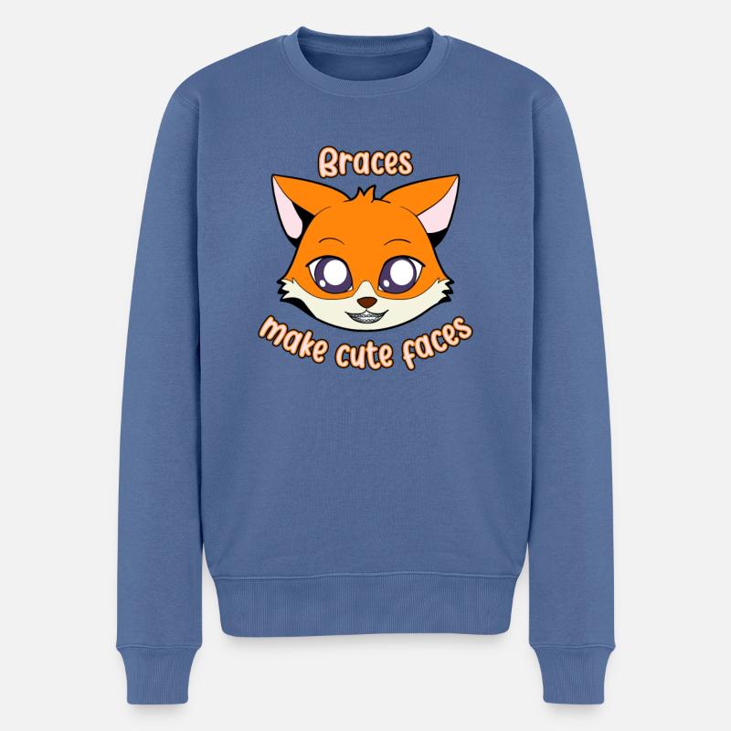 Fuchs - Zahnspange - Männer Premium Bio Pullover - Taubenblau