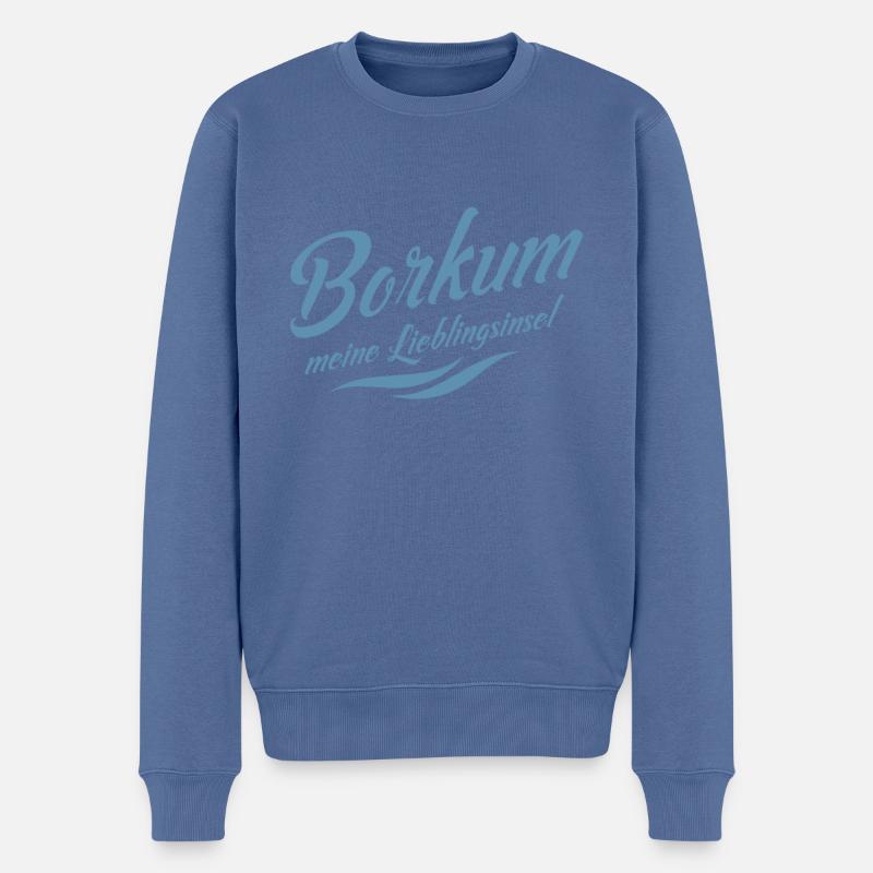Meine Lieblingsinsel Borkum - Männer Premium Bio Pullover - Taubenblau