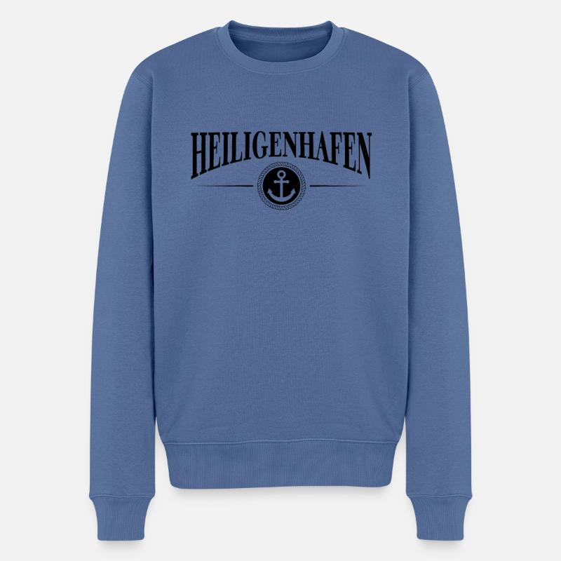 Anker und Seil - Seebad Heiligenhafen - Männer Premium Bio Pullover - Taubenblau