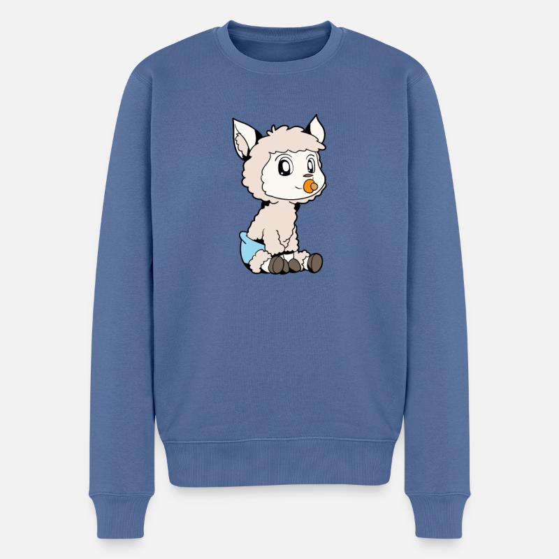 Kawaii Baby Lama - Männer Premium Bio Pullover - Taubenblau