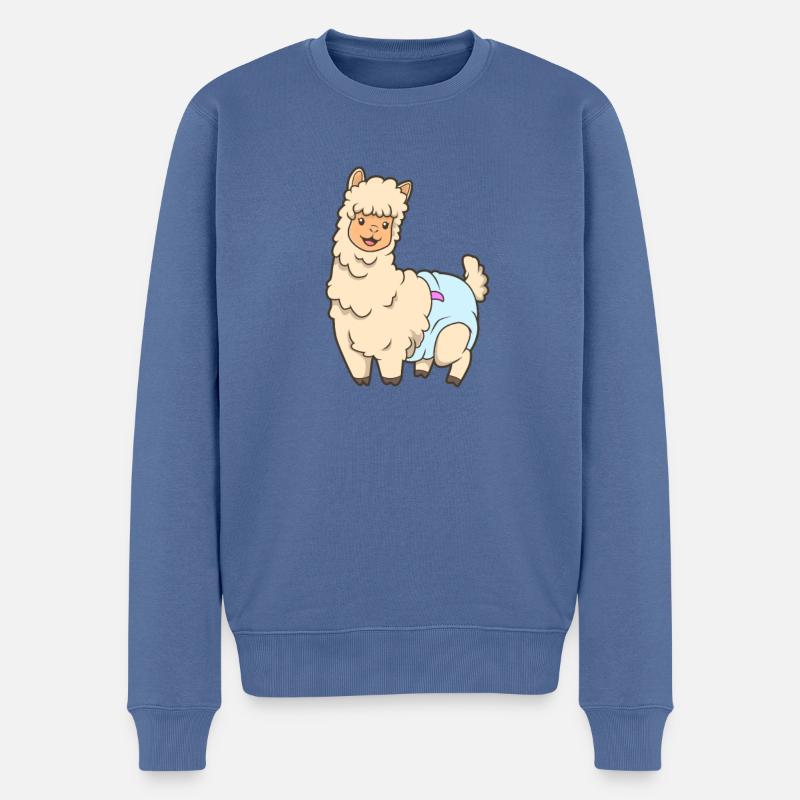 Kawaii Bébé Alpaga - Pull Premium bio Homme - bleu pigeon