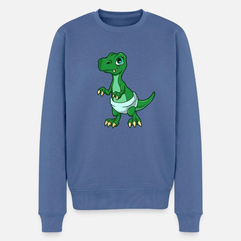 Kawaii Bébé TREX - Pull Premium bio Homme - bleu pigeon