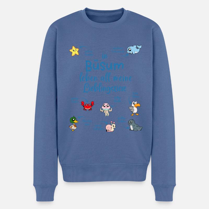 Meine Lieblingstiere in Büsum - Männer Premium Bio Pullover - Taubenblau
