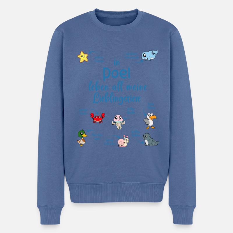 Meine Lieblingstiere in Poel - Männer Premium Bio Pullover - Taubenblau