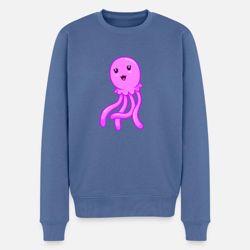 Kawaii Qualle - Männer Premium Bio Pullover - Taubenblau