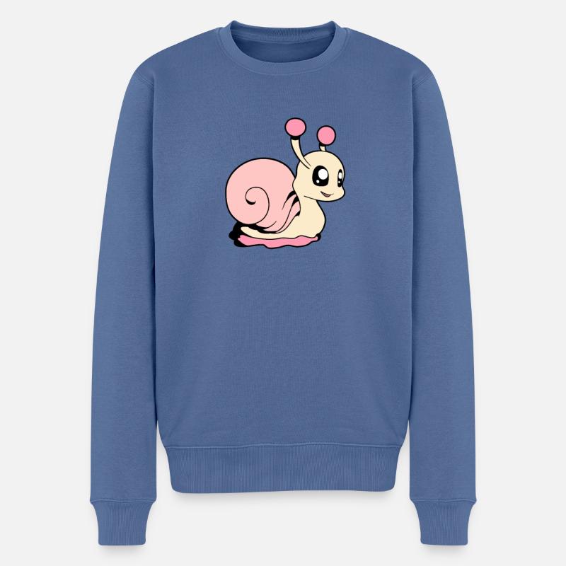 Kawaii Schnecke - Männer Premium Bio Pullover - Taubenblau