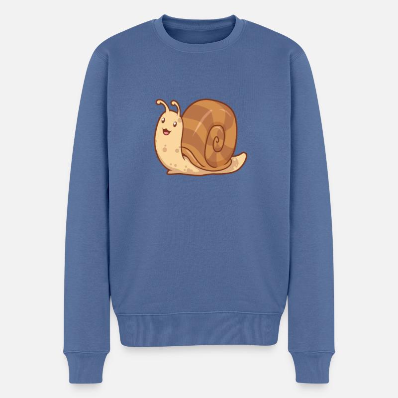 Kawaii Schnecke - Männer Premium Bio Pullover - Taubenblau