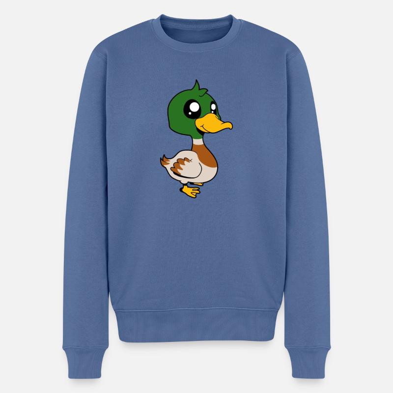 Kawaii Ente - Männer Premium Bio Pullover - Taubenblau