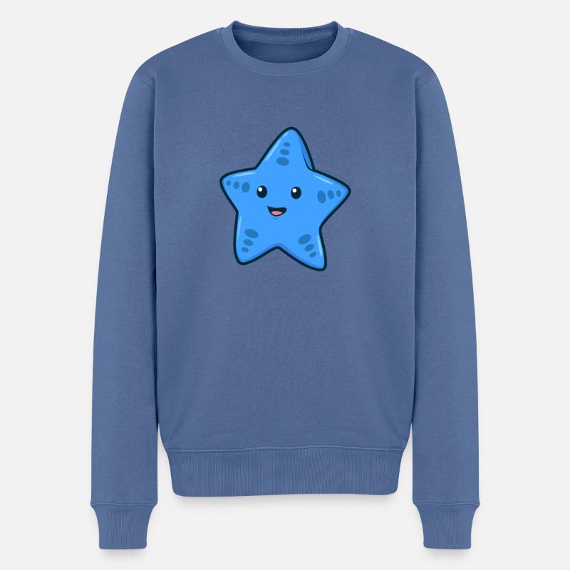 Kawaii Seestern - Männer Premium Bio Pullover - Taubenblau