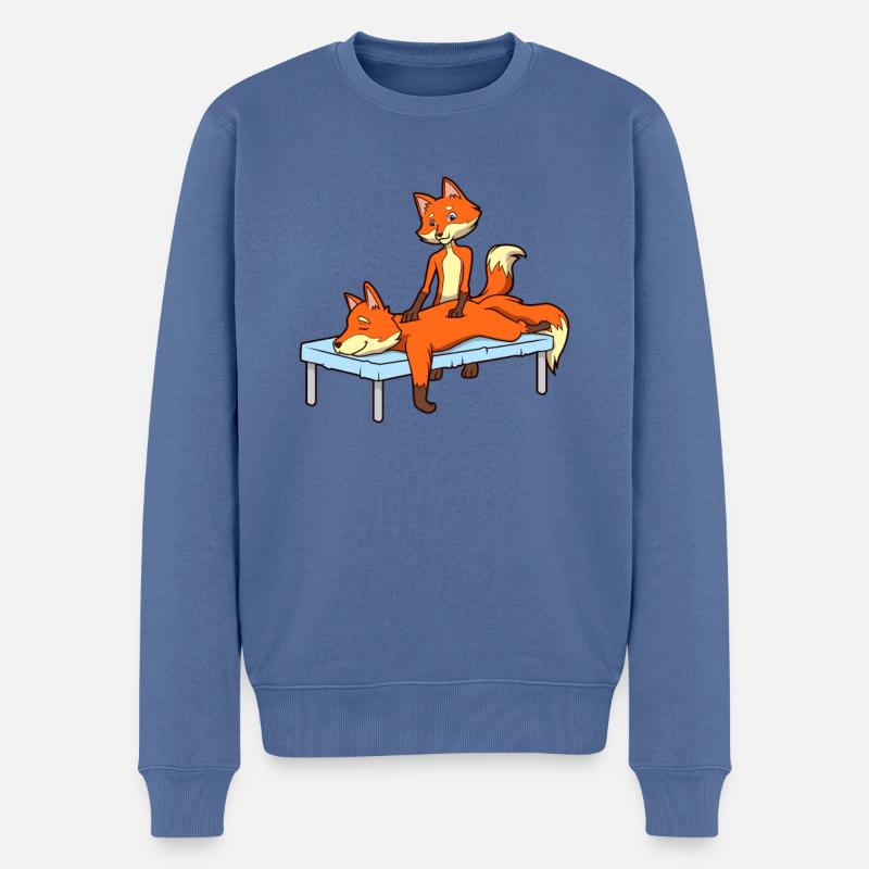 Fuchs massiert - Physiotherapie - Männer Premium Bio Pullover - Taubenblau