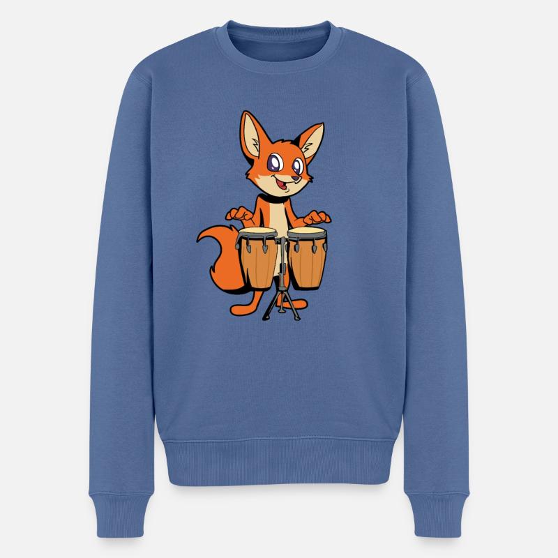 Comic Fuchs joue des percussions - Pull Premium bio Homme - bleu pigeon