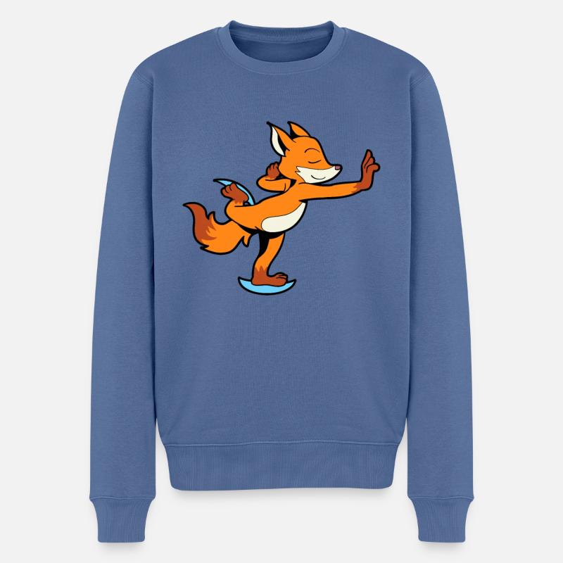 Fuchs fährt Schlittschuh - Eiskunstlauf - Männer Premium Bio Pullover - Taubenblau
