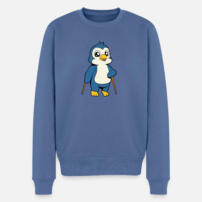 Marche nordique Comic Penguin - Pull Premium bio Homme - bleu pigeon