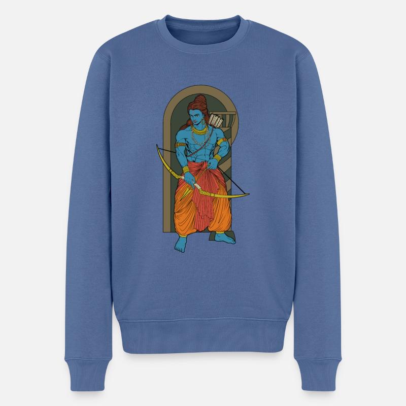 Hindu Gott - Rama - Männer Premium Bio Pullover - Taubenblau