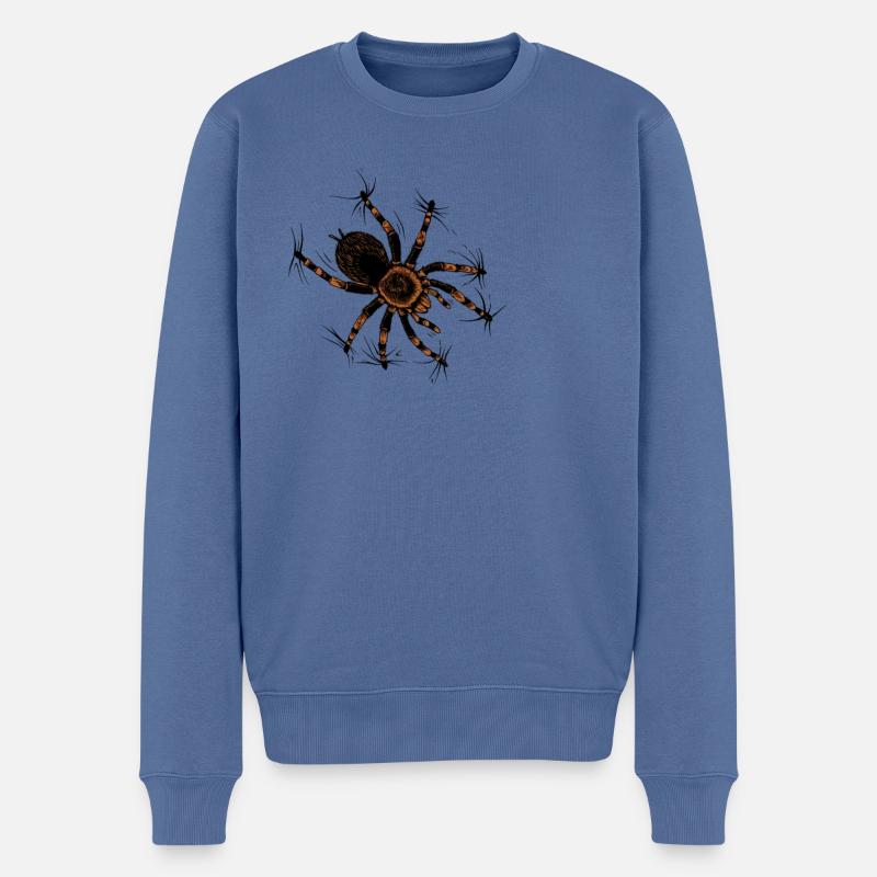 Spinnenliebhaber - kletternde Vogelspinne - Männer Premium Bio Pullover - Taubenblau