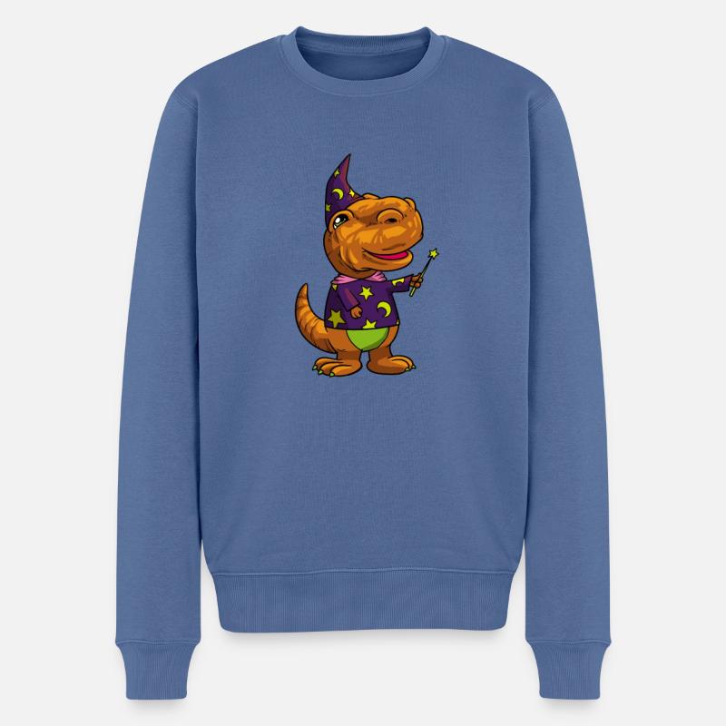 Zauberer und Magier - zaubernder TREX - Männer Premium Bio Pullover - Taubenblau