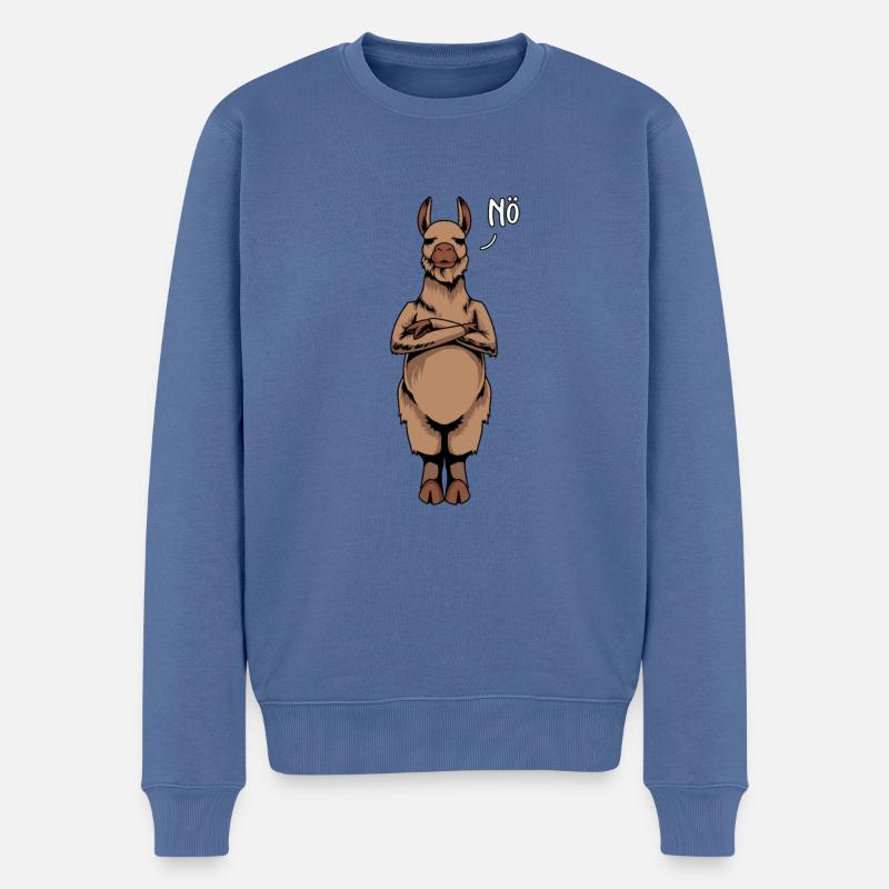Lama Neinsager - Männer Premium Bio Pullover - Taubenblau
